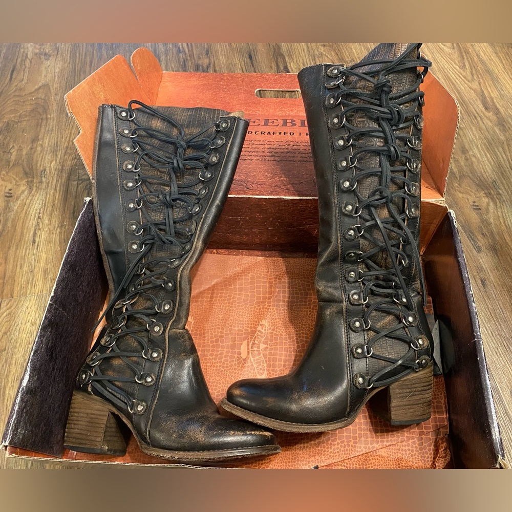 Freebird Chapelle Boots ❌BROKEN ZIPPER❌ Black multi-Color/ Size 10 - Picture 5 of 11